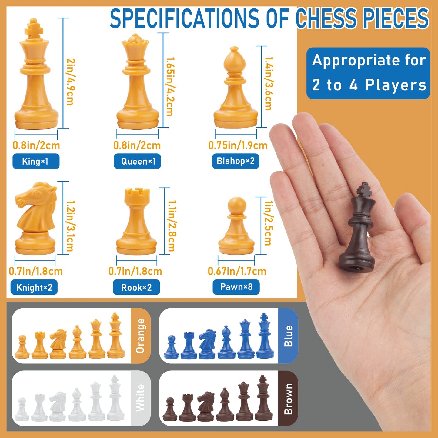 Three Or Four Players Chess Set:A Leather Game Mat + 4 Packs Of Pieces (64 Pieces) + 1 Game Manual + A Drawstring Storage Bag. A Strategy Chess Game For 2-4 Players