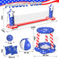 Gardentime Inflatable Volleyball Net and Basketball Hoops Pool Floating Toys Swimming Water Games for mature-themeds and Kids 8-12 Teens Volleyball Court (122 x25 x40 ) American Flag Summer Floaties