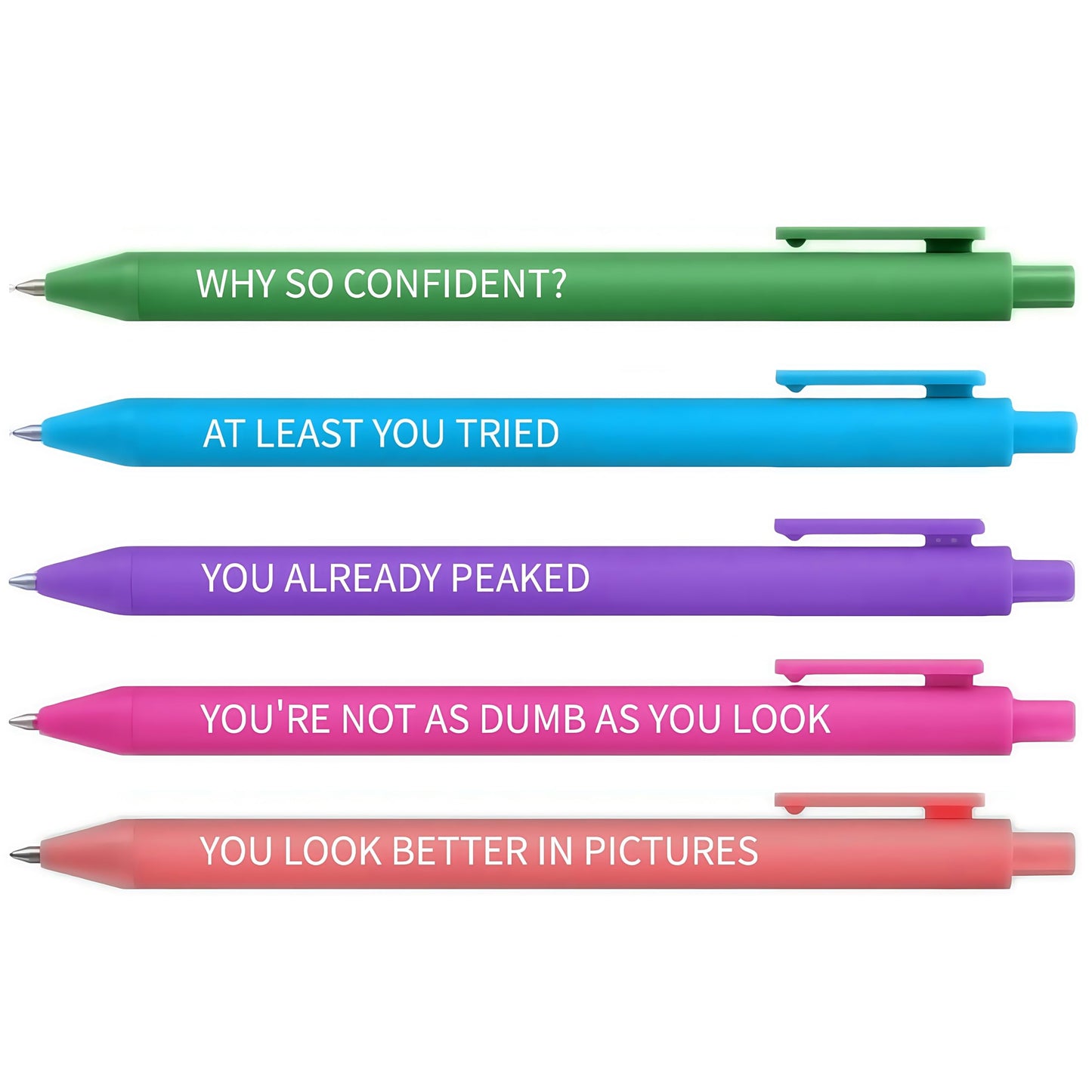 Jxueych 5pcs Sassy AF Aggressive Compliment Pens | Stop Boring Pens | Hilarious Office Prank Gifts for Colleagues  Friends  or Secret Santa