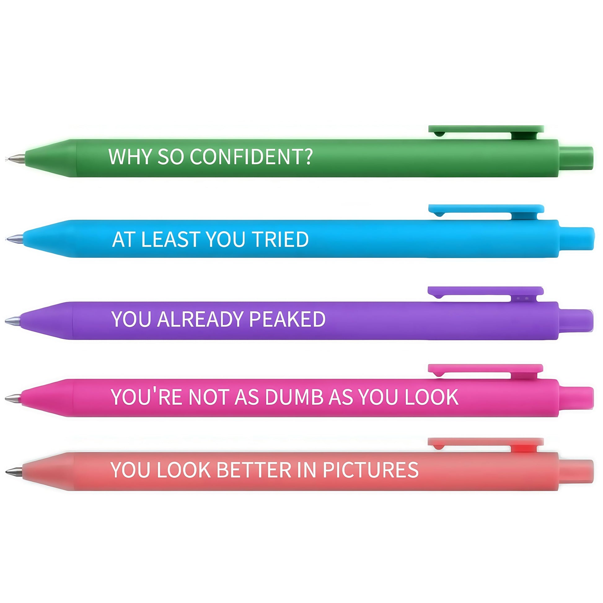 Jxueych 5pcs Sassy AF Aggressive Compliment Pens | Stop Boring Pens | Hilarious Office Prank Gifts for Colleagues  Friends  or Secret Santa