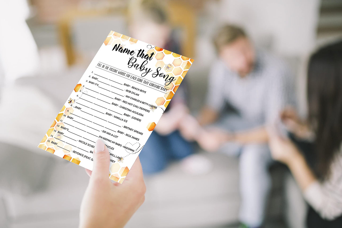 Baby Mad Libs, Baby Shower Game, Gender Reveal Party Supplies,Honeycomb Bumble Bee Party Decorations,- 30 Game Cards (Bb013-Yx12