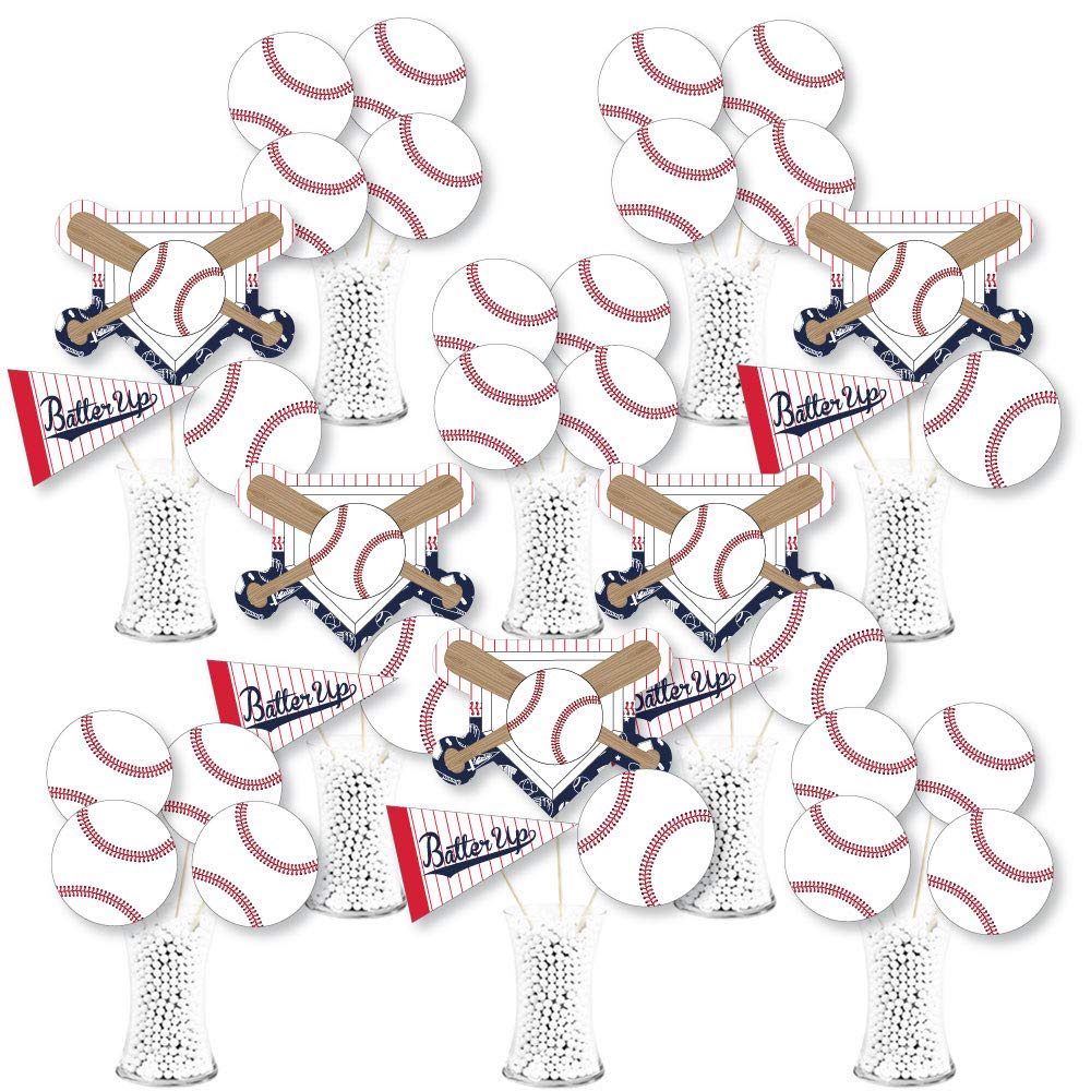 Big Dot Of Happiness Batter Up - Baseball - Baby Shower Or Birthday Party Centerpiece Sticks - Showstopper Table Toppers - 35 Pieces