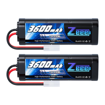 Zeee 7.2V 3600mAh RC NiMH Battery with Tamiya Plug for RC Car RC Truck Associated HPI Losi Kyosho Tamiya Hobby(2 Pack)