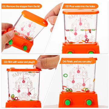 Lewtemi 60 Pcs Water Ring Toss Handheld Game Bulk Retro Pastime Games Handheld Toys Party Favor Basketball Fun Gifts, Without Water(Cute)
