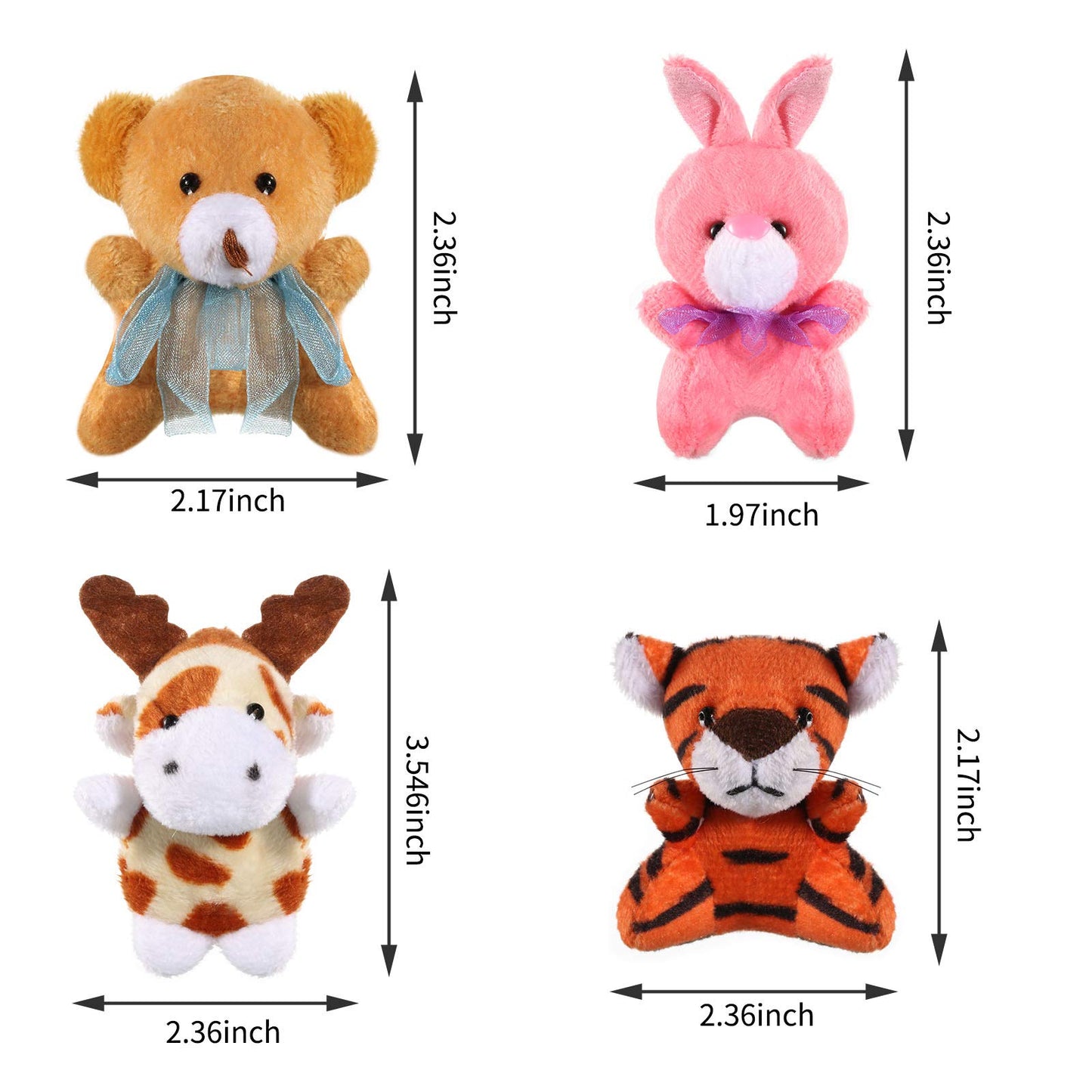 Skylety 32 Pcs Mini Animal Plush Toy Assortment Cute Small Safari Stuffed Toys Small Animals Keychain Decoration for Kids Back t