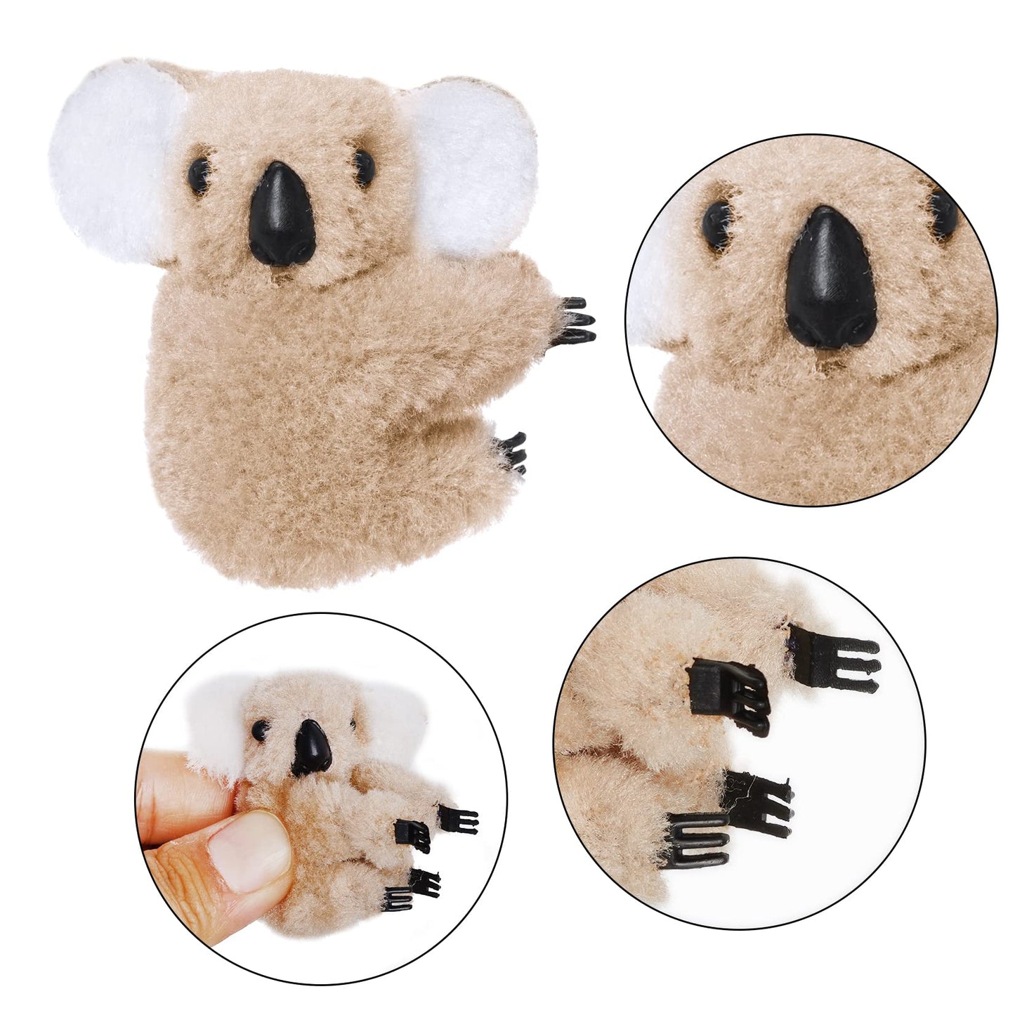 Haakong 24pcs Koala Clip Pencil Buddy Set - Grey and Khaki Fur Pencil Toppers, Model 1