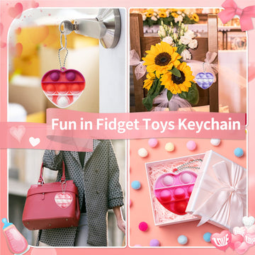 Toanwod 24Pcs Party Favors Pop Fidget Keychain Toy: Mini Party Favors Bubble Toy Pack For Kids - Birthday Goodie Bag Stuffers Gi