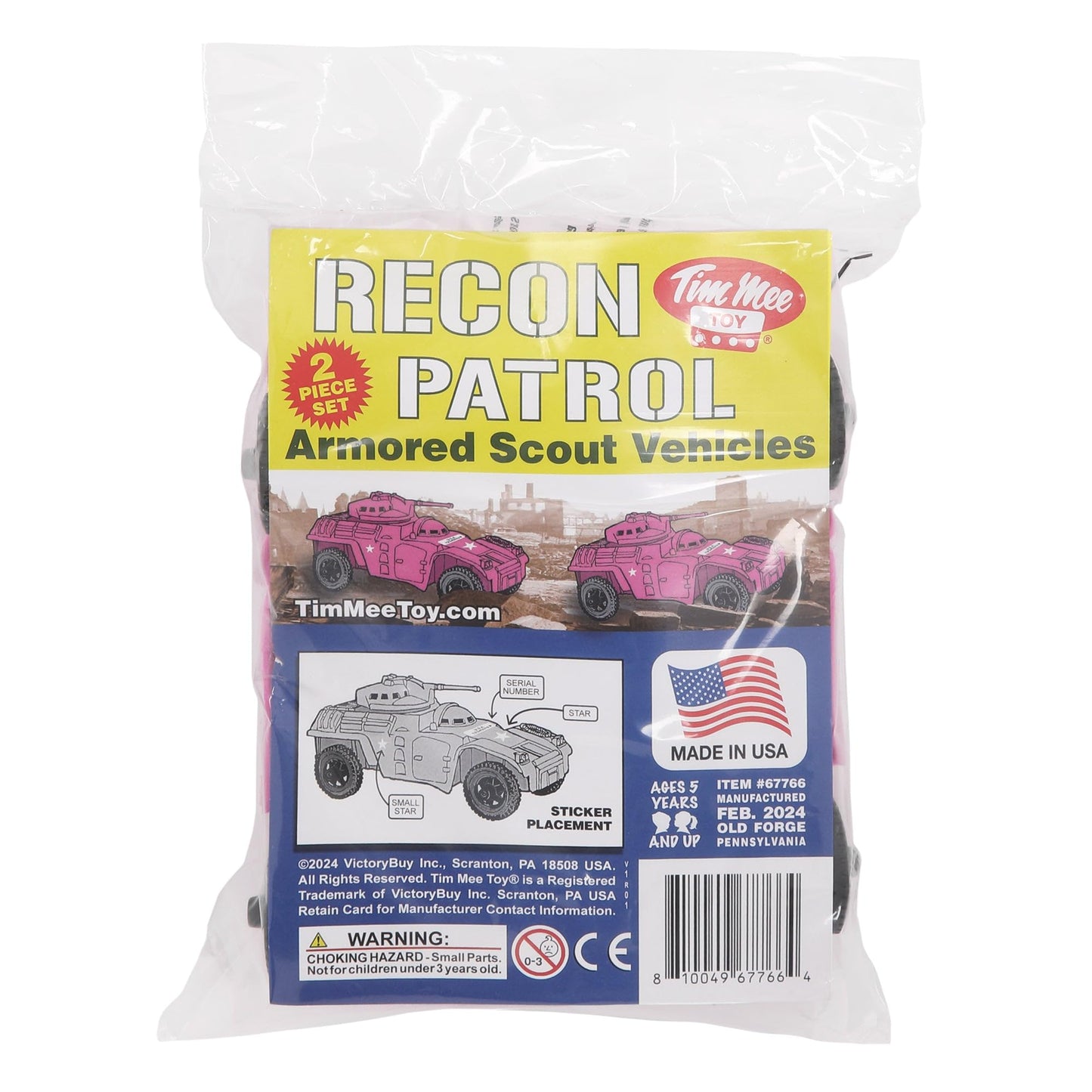 TimMee RECON PATROL Armored Cars - Pink Plastic Army Men Scout Vehicles