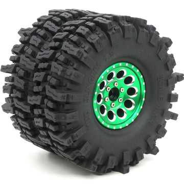 Hobbysoul Soft Sticky 1.9 Mud Slingers Tires Tyres 120Mm/4.72'' Mounted On Aluminum 1.9 Beadlock Wheels Green Rims Hex 12Mm For