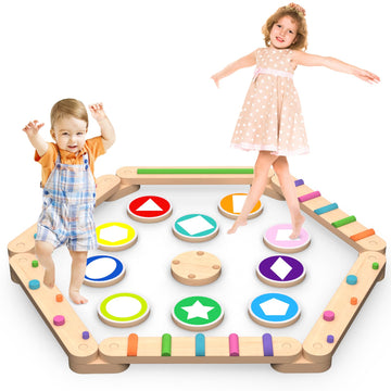 Haftkd Wooden Balance Beam, Perfect Toddler Indoor Activity To Improve Balance And Coordination Skills - Safe Non-Slip Obstacle