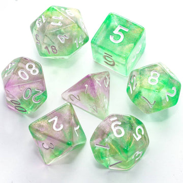 Poludie 7-Die DND Dice Set Polyhedral Dice Set with a Leather Dice Bag, D&D Dice Set for Dungeons and Dragons, RPG, MTG Table Ga