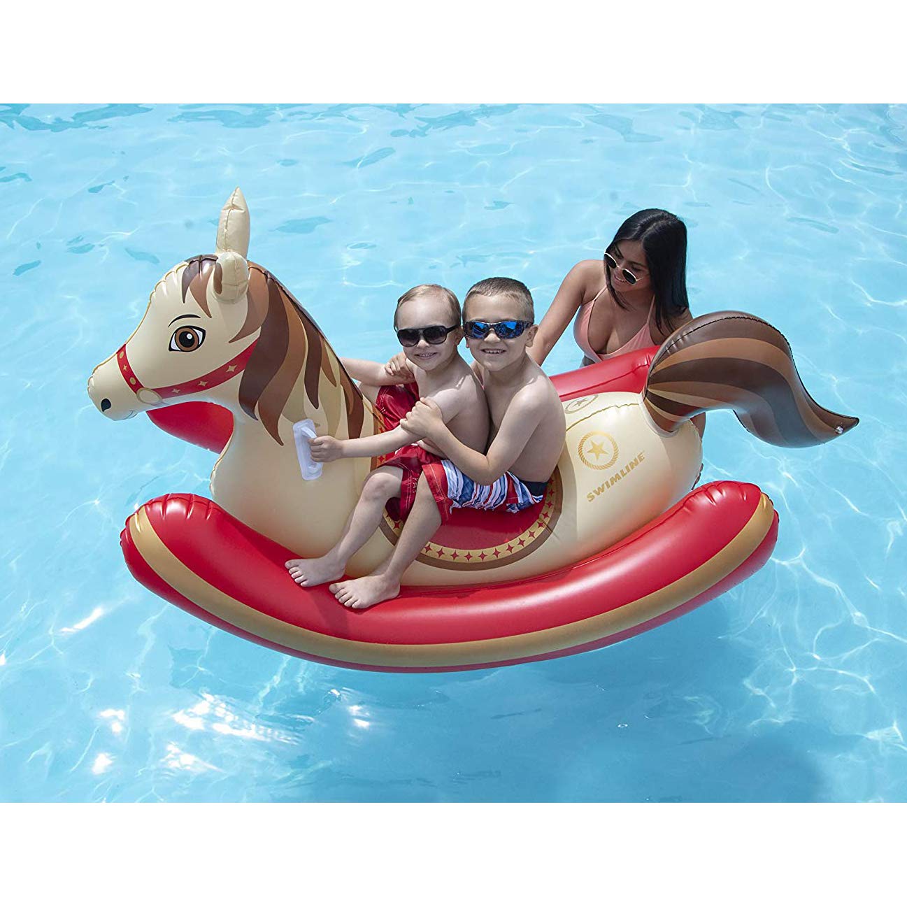 Swimline Inflatable Hobby Horse Pool Rocker, 81" x 36" x 40", Plastic, Multi-Color, Model 90588