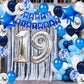 19Th Birthday Party Decoration For Boys, Happy Birthday Banner Blue Number 19 Birthday Balloons 19Th Birthday Latex Confetti Bal