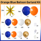 Blue And Orange Balloon Garland Arch Kit, Orange Navy Blue White Metallic Gold Balloons Decorations With Exploding Star Foil Bal