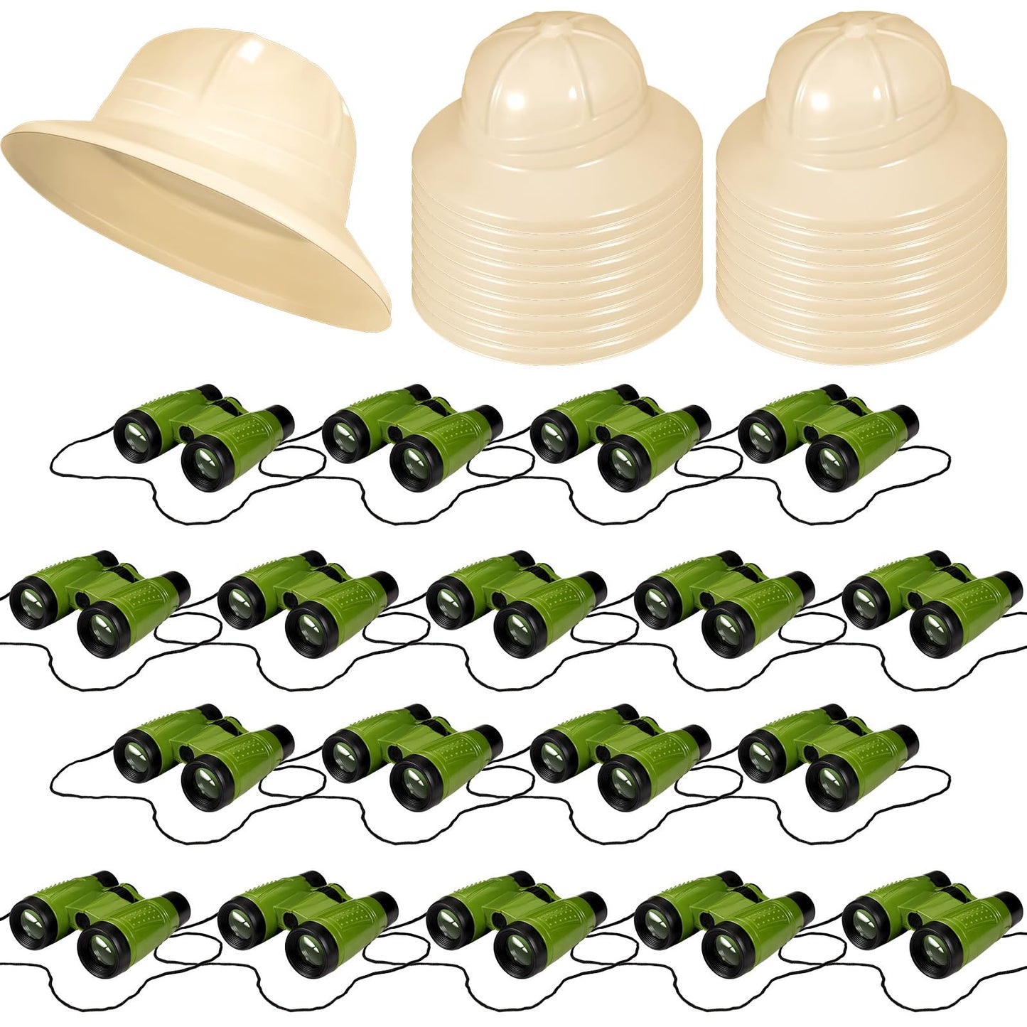 Halloscume 24 Pcs Safari Party Favors Include Binoculars Toy Explorer Party Hats Bulk Jungle Costume Gifts