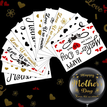 Aoriher 12 Sheet Happy Mother'S Day Balloon Labels Stickers Letter Balloon Stickers I Love You So Much Party Stickers Decals For Diy Transparent Balloon Happy Mother'S Day Decoration
