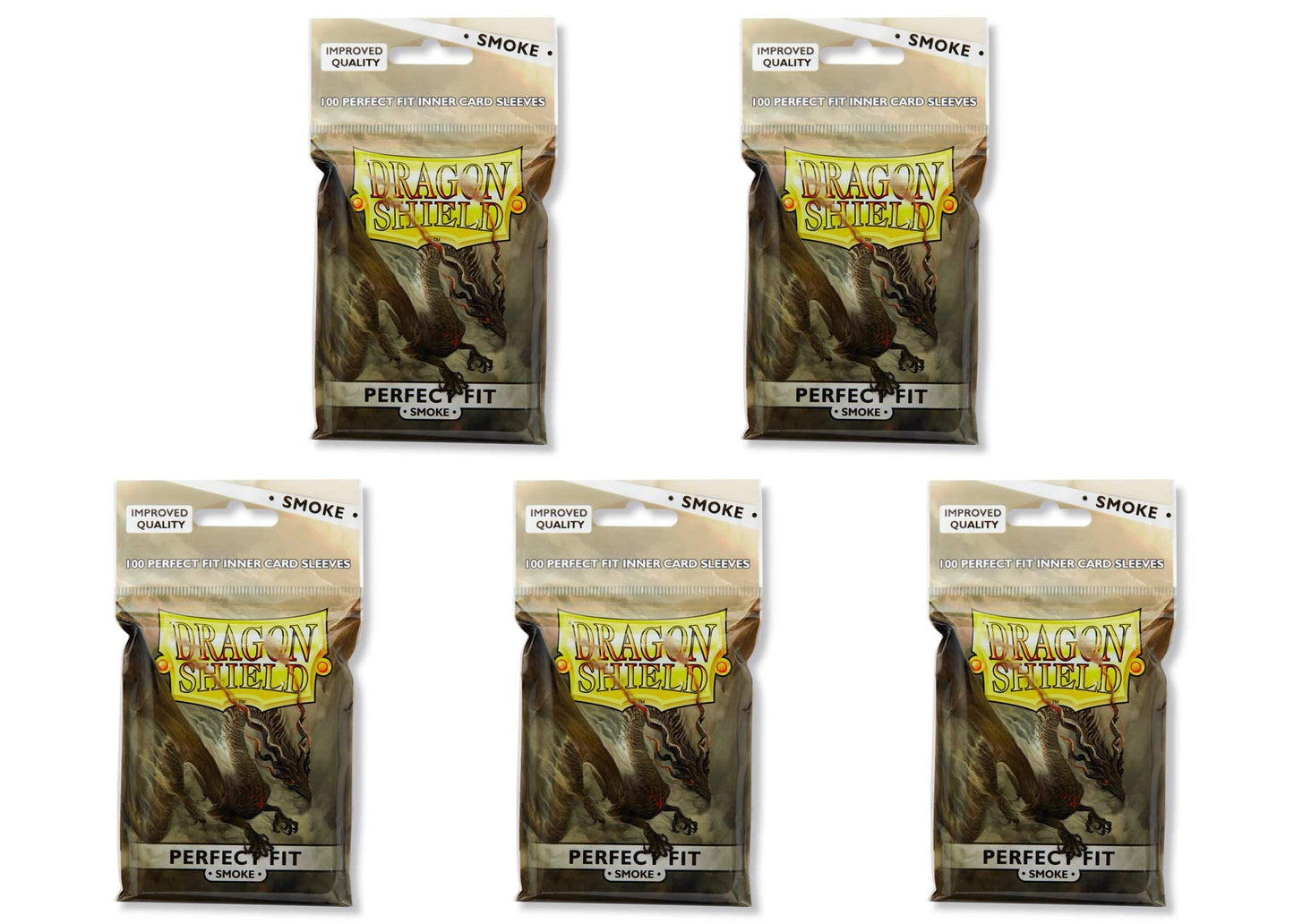 5 Packs Dragon Shield Inner Sleeve Smoke Standard Size 100 Ct Card Sleeves Value Bundle!