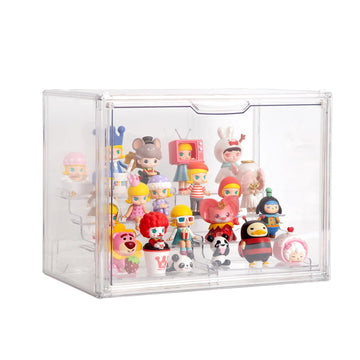 Bohoidee Clear Acrylic Display Case With Two Display Shelves For Figures, Dustproof Storage Organizer Box With Magnetic Door, Ac