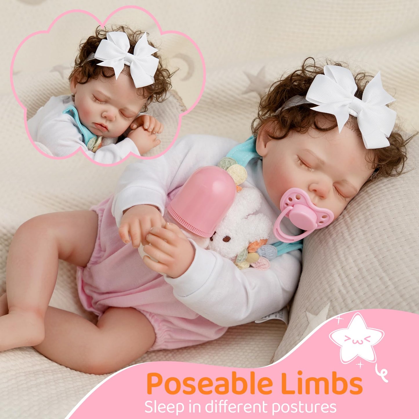 Jirachi 18- Inch Lifelike Reborn Baby Dolls, Adorable Real Life Soft Body Sleeping Baby Girl, Realistic Reborn Baby With Toy Accessories For Kids