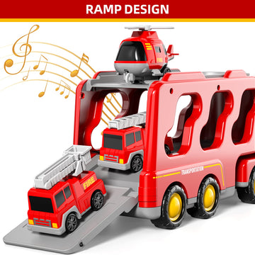 Bennol Toddler Trucks Toys For Boys Age 1-3 3-5, 5 In 1 Fire Car Truck For Girls 1 2 3 4 5 6 Years Old, Christmas Birthday Gift