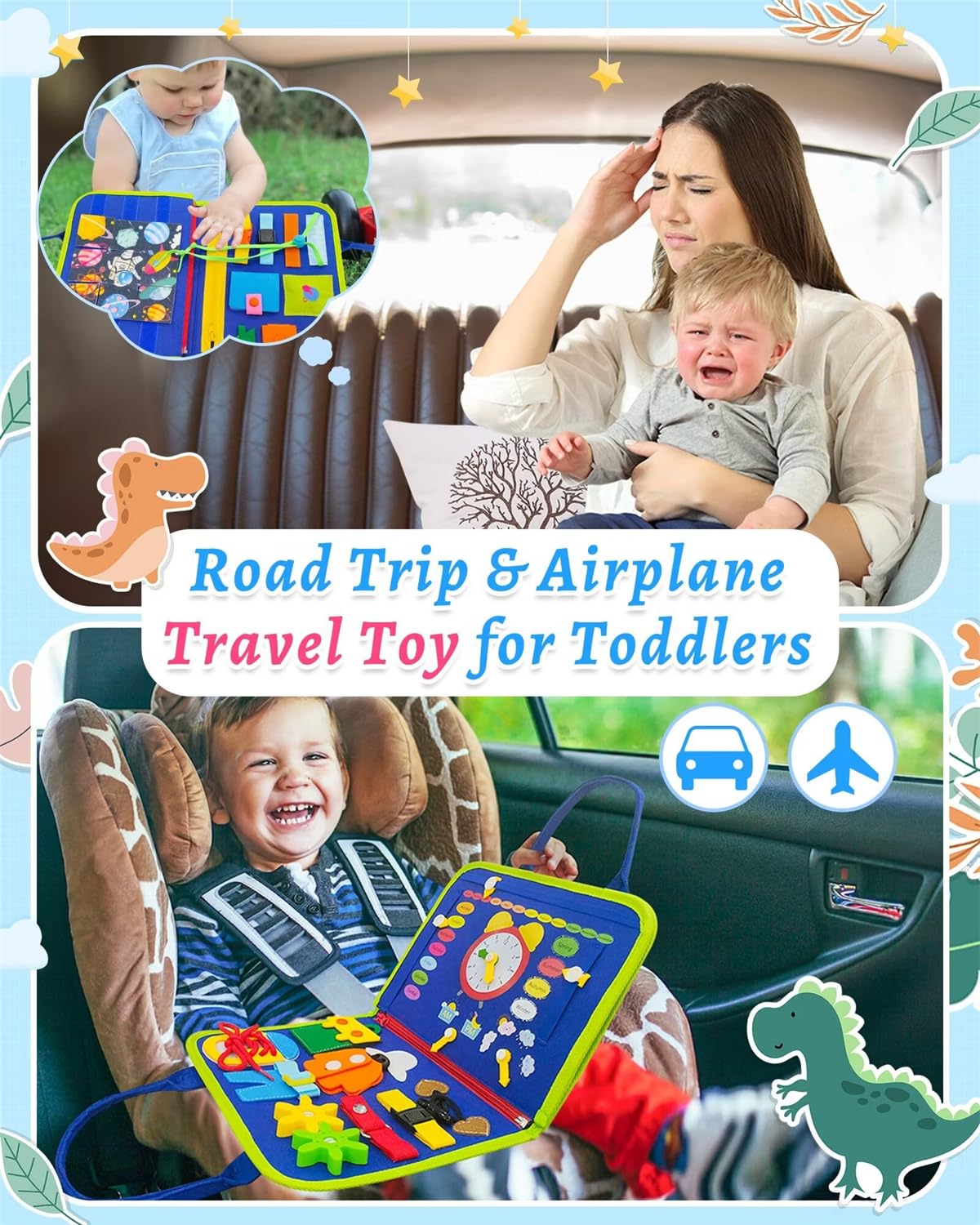 Exorany Busy Board Montessori Toys For 1 2 3 4 Year Old Boys & Girls Birthday Gifts, Sensory Toys For Toddlers 1-3, Educational Travel Toys, Preschool Activities For Learning Fine Motor Skills