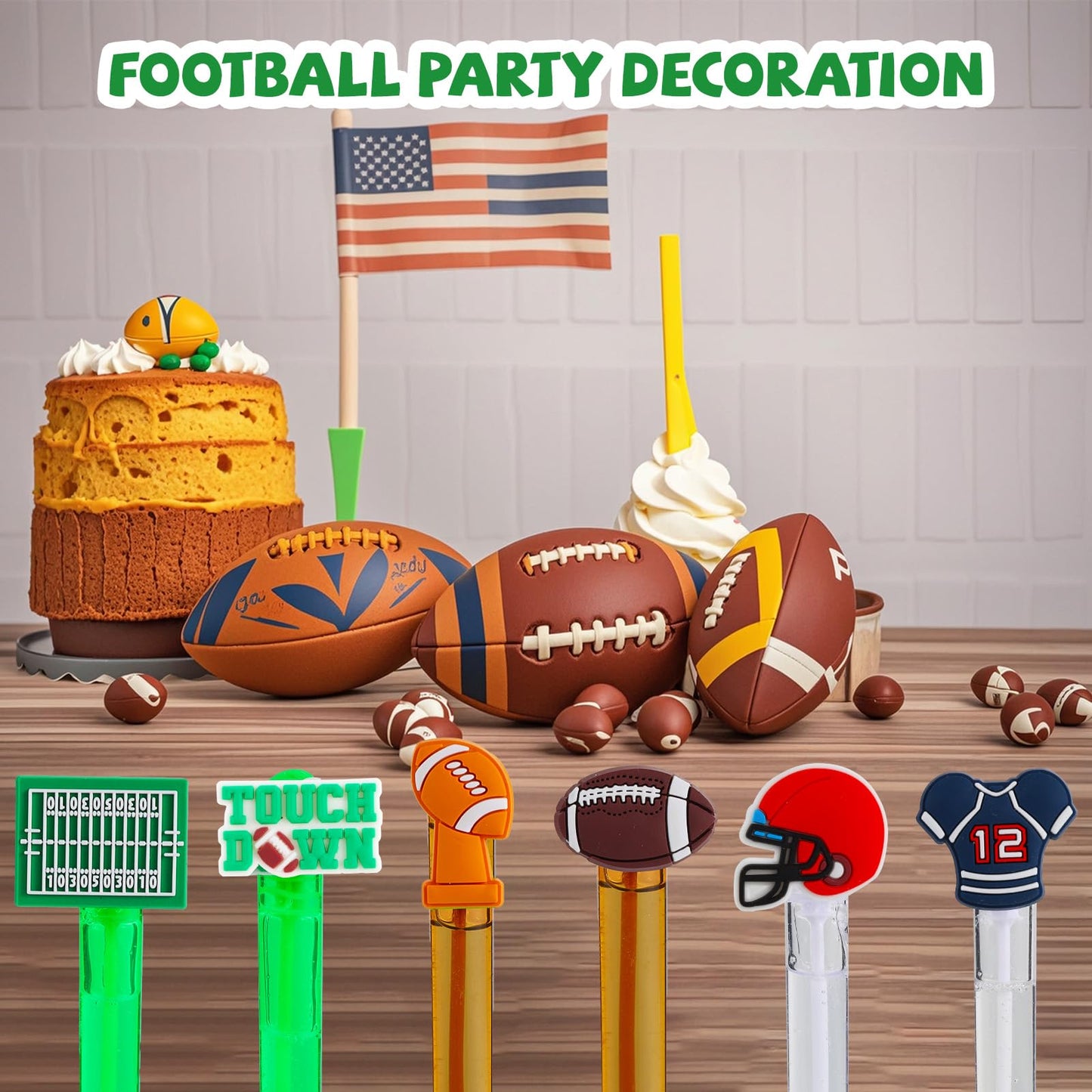 48 Pieces Football Party Favors for Kids Football Bubble Wands Sports Party Favors Sports Bubble Wands Goodie Bags Stuffers Birt