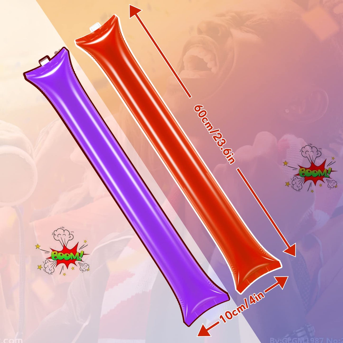 Civaner 48 Pcs Christmas Thunder Stick Team Spirit Boom Stick Cheering Stick Plastic Cheerleading Spirit Stick Clapper Inflatable Noise Maker Sports Supply(Blue, Yellow, Pink, Red, Orange, Purple)
