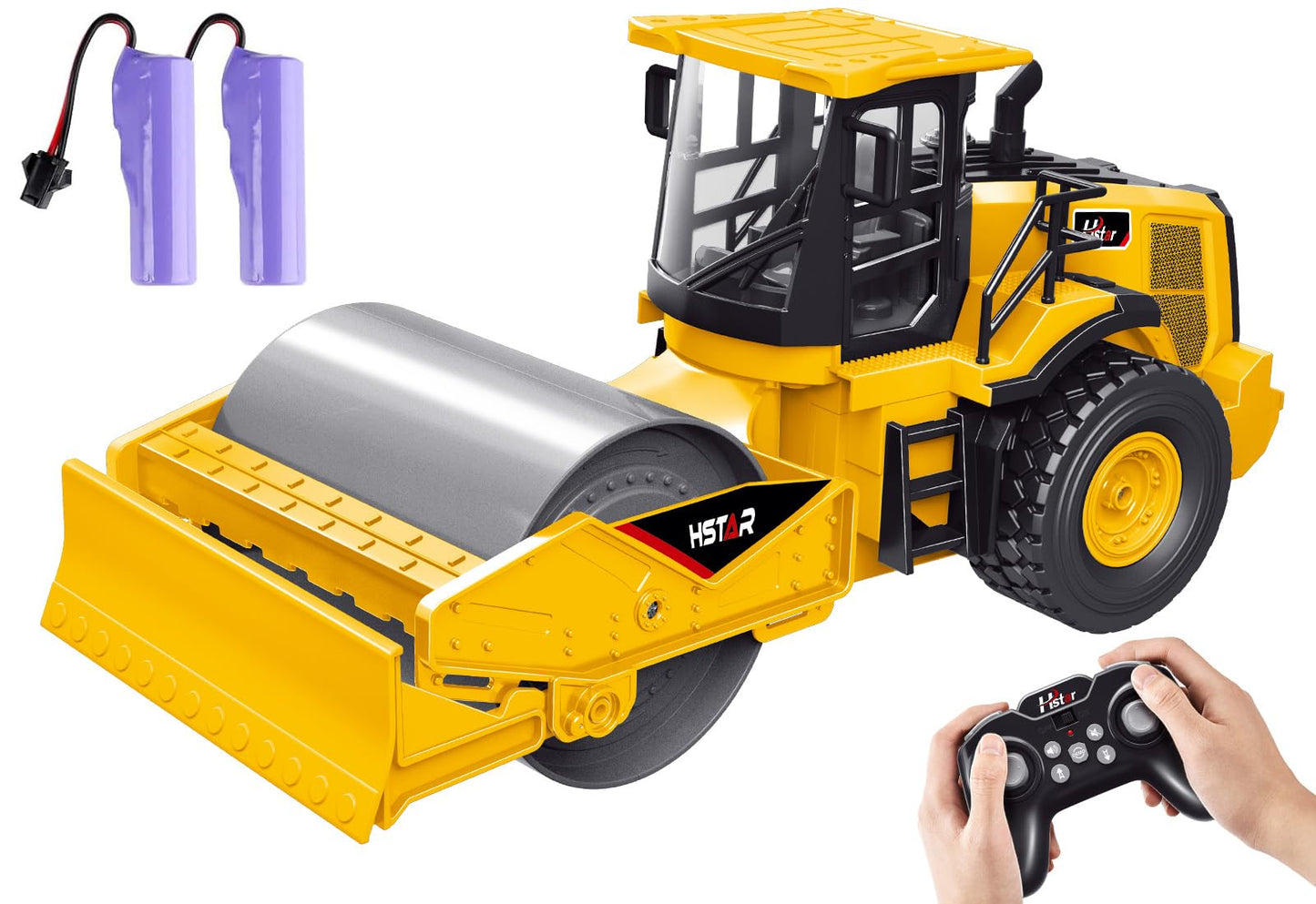 Kidditoy 7-Channel Remote Control Road Roller Toy, [2025 Upgraded] 1:18 Scale Construction Vehicle, 100Min Playtime, Realistic S