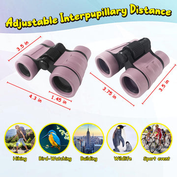 Essenson Binoculars For Kids Toys Gifts For Age 3-12 Years Old Boys Girls Kids Telescope Outdoor Toys For Sports And Outside Play Hiking, Bird Watching, Travel, Camping, Birthday Presents (Ice Rose)