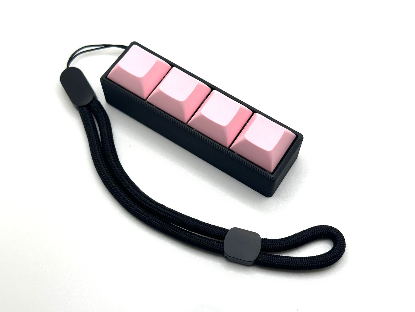 Four-Button Clicky Mechanical Switch Fidget Toy | Stim Toy, Stress Relief, Adhd (Black Base, Light Pink Keycaps)