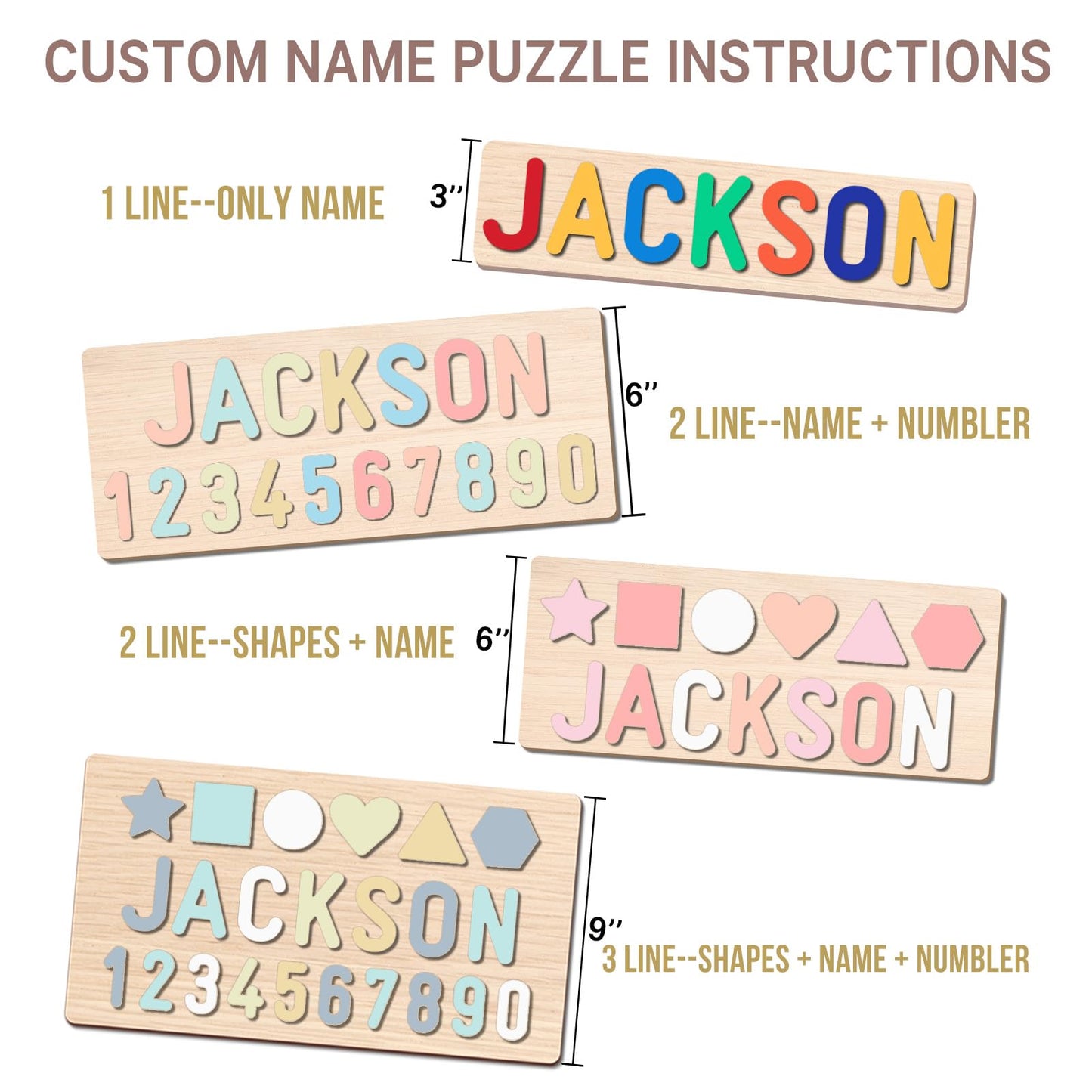 Azufemos Personalized Name Puzzle For Kids, Personalized Baby Gifts Name Puzzles For Toddlers 1-3, 1St Birthday For Girls & Boys