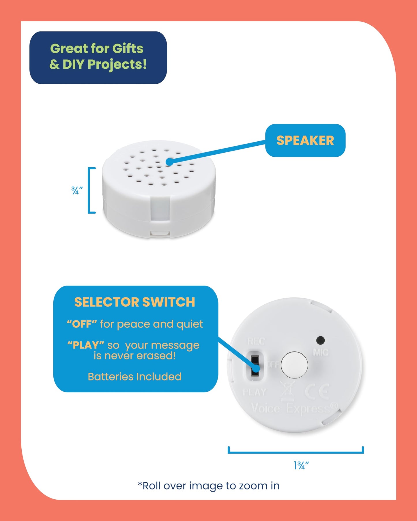 Voicegift Multi-Message Voice Recorder For All Occassions And Gifts (50 Pcs | 60 Sec - Voice Recorder | White)