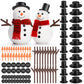 Outivity 300 Pcs Snowman Crafts DIY Kits for Winter Kids Holiday Party Decor Gift,Includes 30 Mini Black Top Hats,180 Snowman Cr
