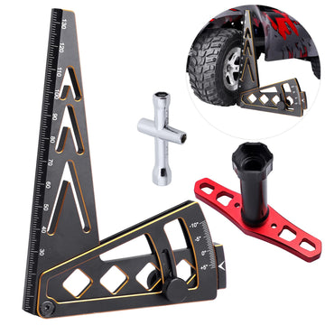 Hobbyfire Aluminum Metal RC Car Camber Gauge Height Gauge Wheel Wrench for 1/8 1/10 Scale RC Truck Buggy On Road Touring Racing 