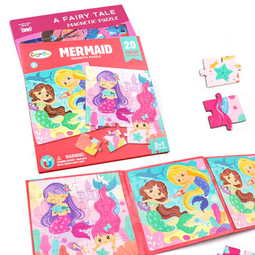 Magnetic Puzzles For Kids Ages 2-4, Montessori Toys Advanced Version 9-12-16 Piece Mermaid Jigsaw Puzzles Book For Toddlers, Tra