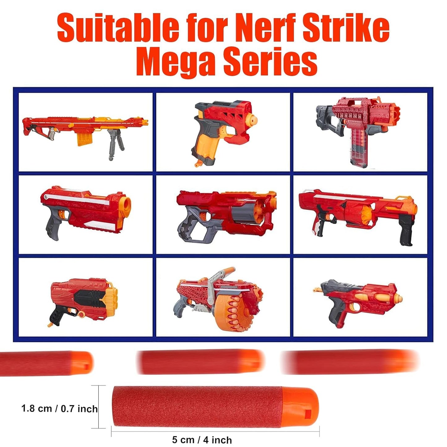 60Pcs Mega Dart Refill Pack For N-Strike Mega Series