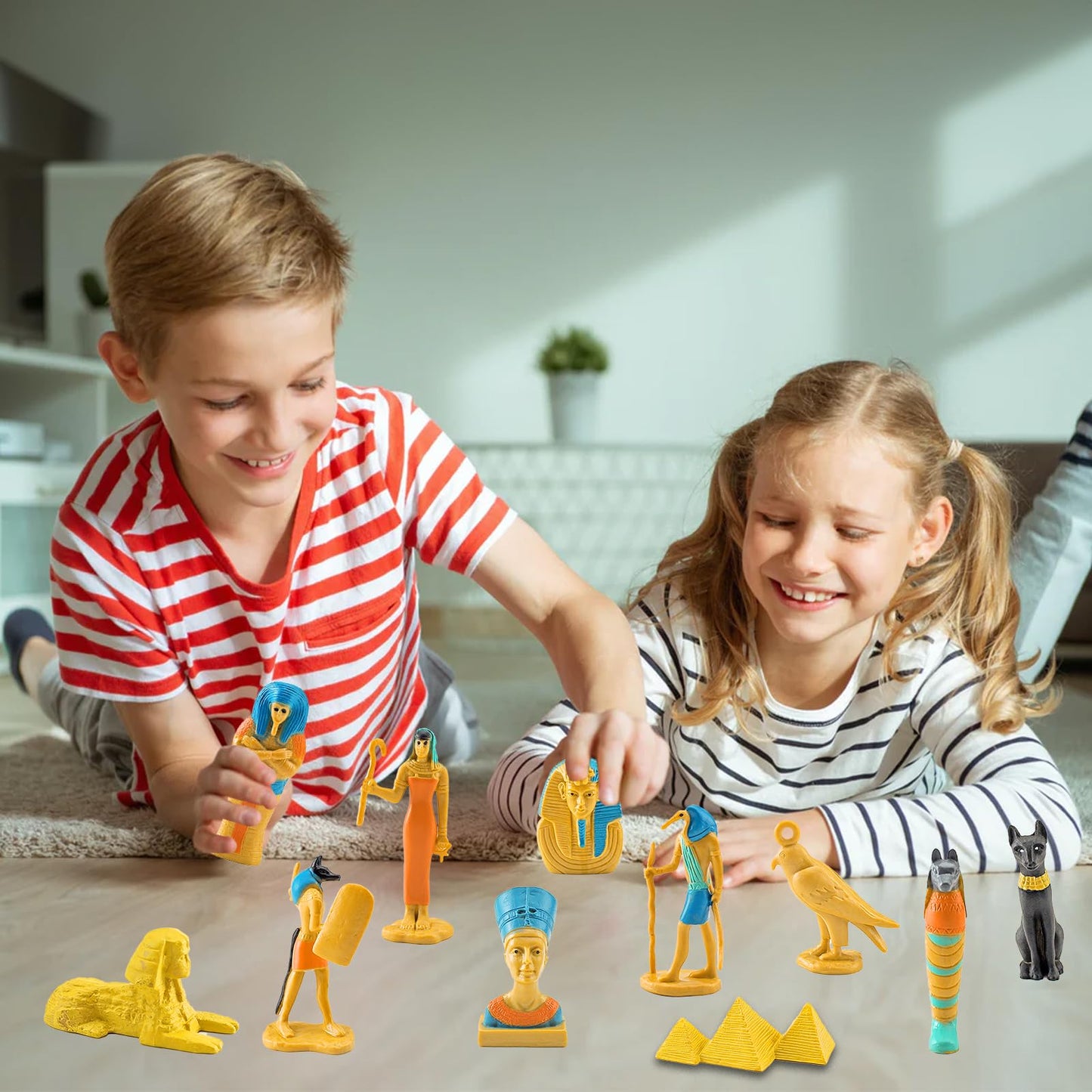 Lebery Ancient Egypt Toys Egyptian Toy For Kids Miniature Egyptians Figurines Set Pyramid Mummy Playset Egyptian Party Decorations Supplies Birthday Surprise For Boys Girls - 12Pcs