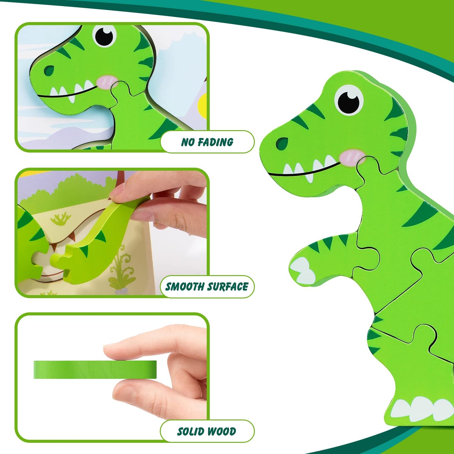 Toy Life Toddler Puzzles Ages 2-4, Wooden Puzzles For Toddlers 1-3, 7 Piece Dinosaur Puzzle 2 Year Old, Toddler Puzzles Ages 1-3, Toddler Boy Toys 2-3, Educational Toys For Toddlers 3-5