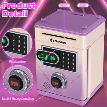 Piggy Bank For Kids, Touchscreen Money Bank Toys For 4 5 6 7 8 9 10 11 12 13 Year Old Boys Gift Ideas, Electronic Money Saving B