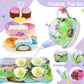 Tea Party Set for Little Girls,50PCS Princess Horse Tea Time Toy Including Food Sweet Treats Playsets,Teapot Tray Cake,Tableclot