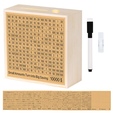 Cash Vault Money Savings Box, Piggy Bank For Adults Kids, Coin Bank For Boys And Girls, 10000 Savings Challenge Box, Wooden Cash