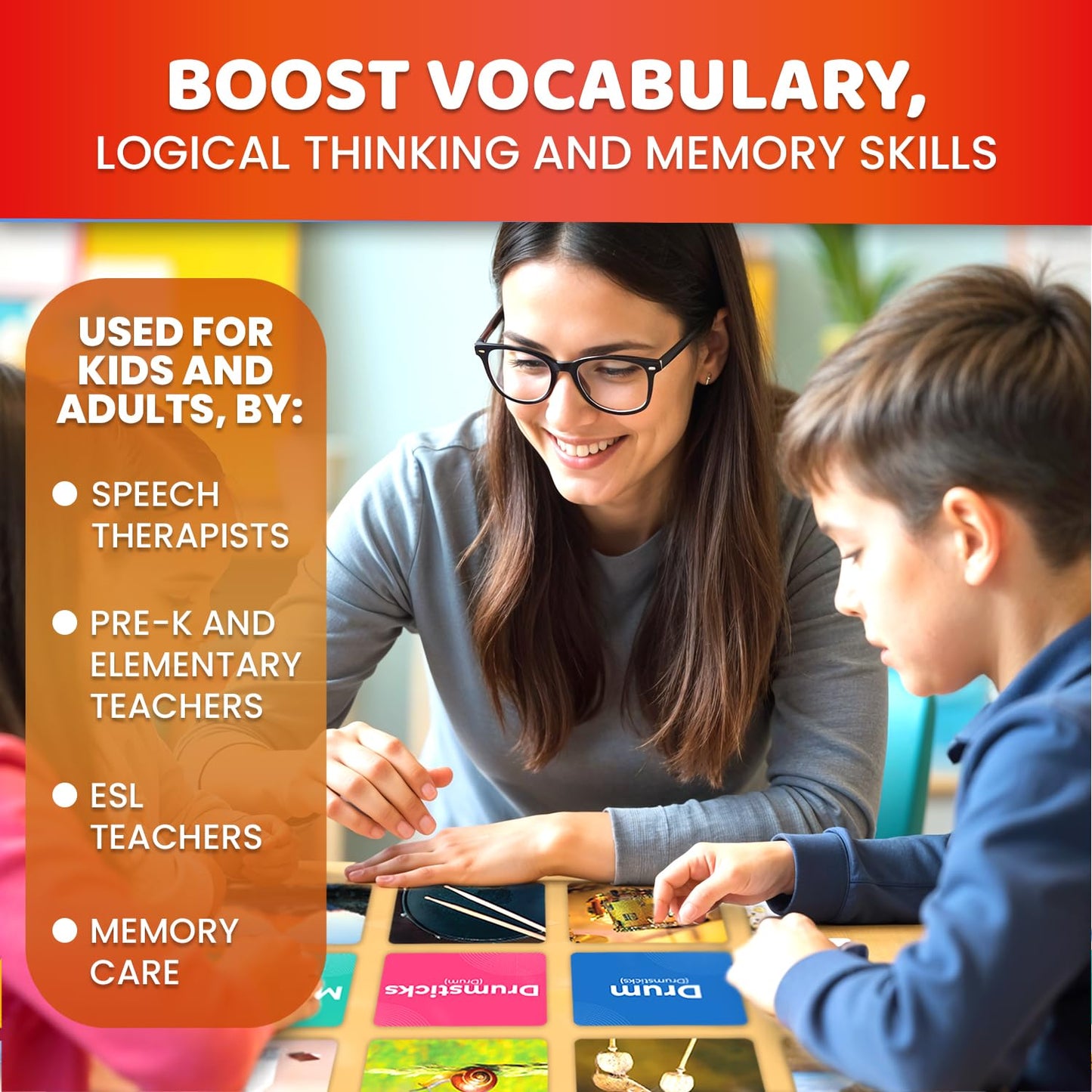 QUOKKA 208 Vocabulary Flash Cards Set - Go Together and Opposites Matching Card Game with Realistic Images for Pre-K and Kinderg