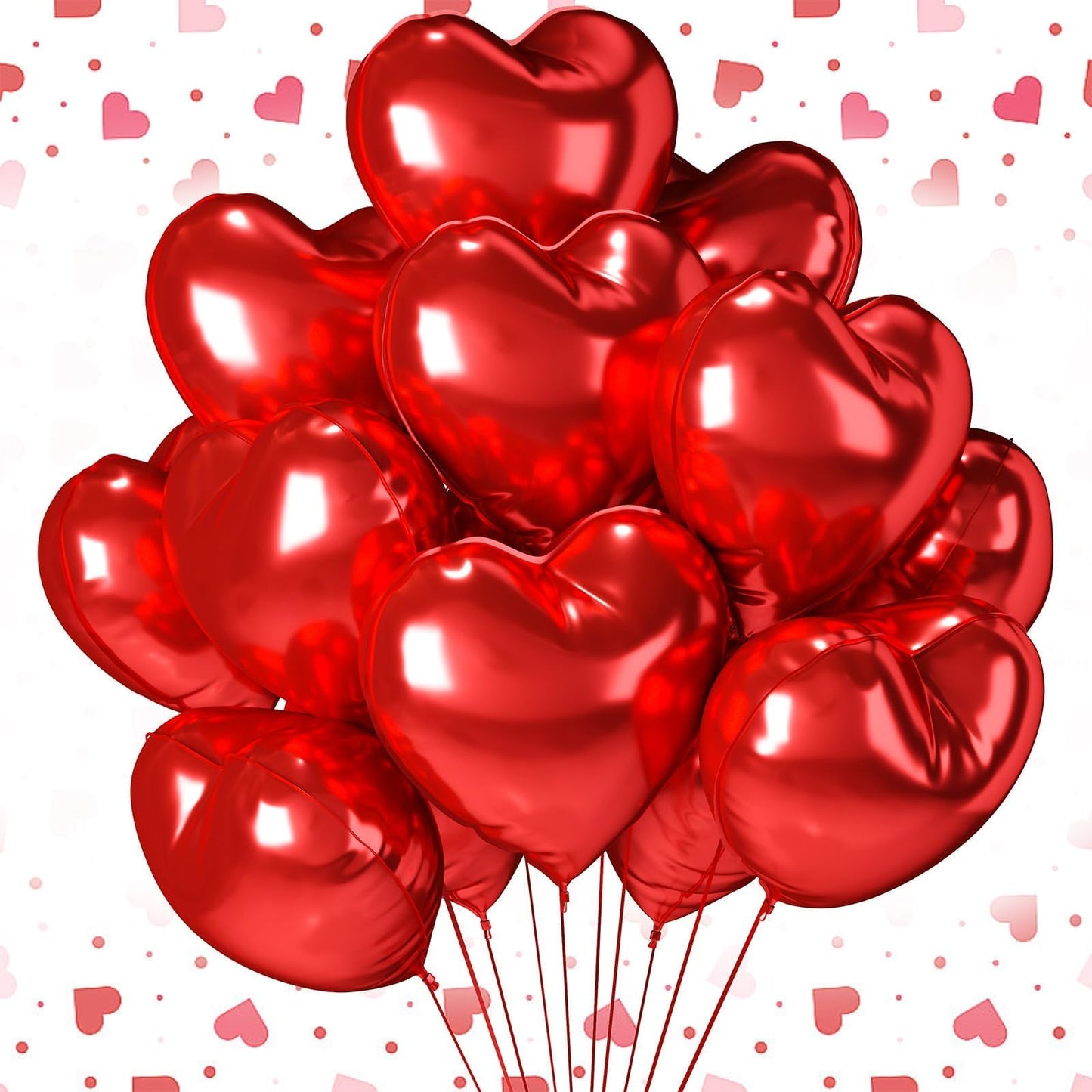 12 Pcs Heart Balloons, 18 inch Red Heart Shaped Balloons, Big Heart Mylar Helium Balloons, Heart Love Foil Balloons for Wedding 