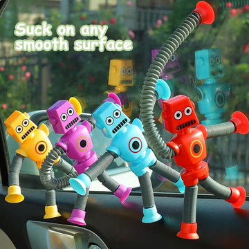 Pop Tubes Robot Toy, 4 Packs Fidget Toys Telescopic Suction Cup Robotics Autism Sensory Toys For Classroom Treasure Box Back To