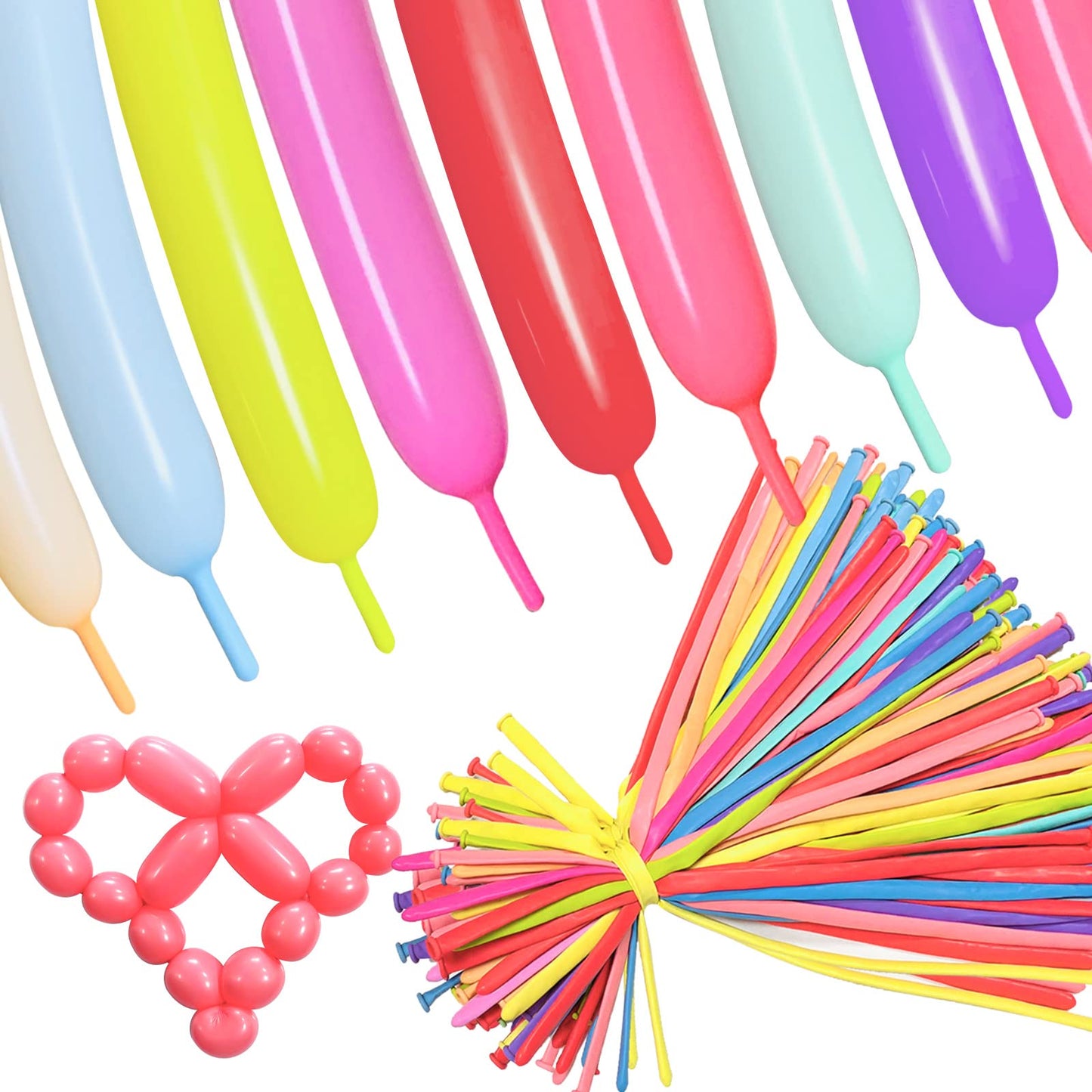 Pastel 260Q Long Balloons 100 Pack Twisting Animal Balloons Assorted Color Thick Latex Modeling Long Magic Balloons For Animal S