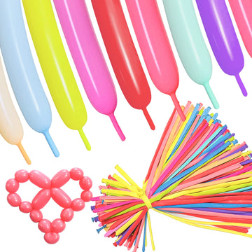 Pastel 260Q Long Balloons 100 Pack Twisting Animal Balloons Assorted Color Thick Latex Modeling Long Magic Balloons For Animal S