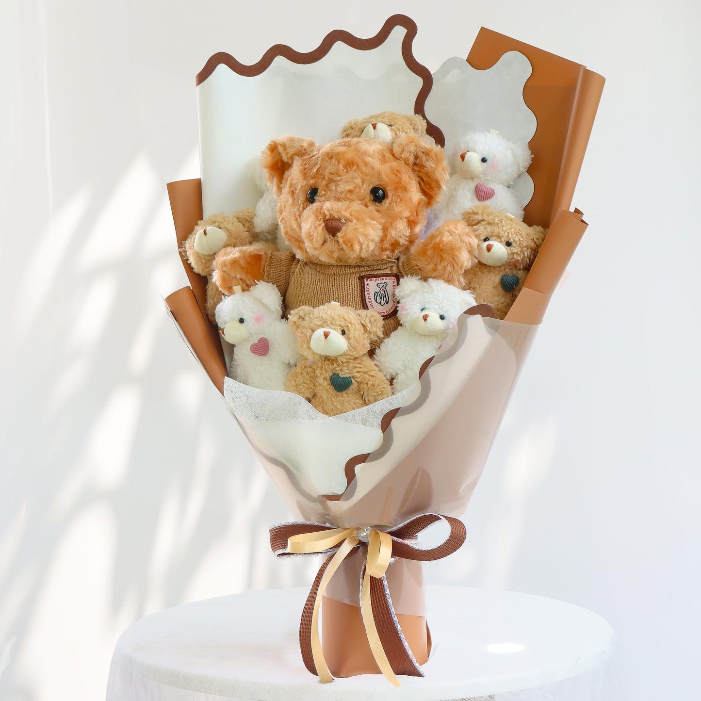 Cute Bear Bouquet - Plush Toy Bouquet with Cute Soap Flower - Handmade Toy Bouquet for Any Occasions, Birthday, Bridal Shower, G