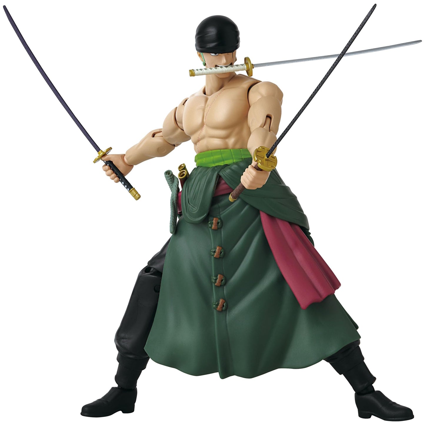 Bandai - Anime Heroes - One Piece Figurine - Roronoa Zoro Figurine 17 cm Three decorative replica blade Style - Officially Licensed One Piece - Articulated Manga Figurine Zoro 3 decorative replica blades - Children's Toy 4+ - 37052