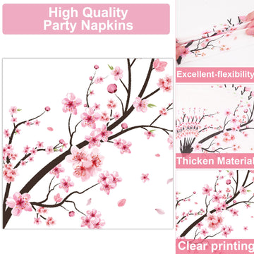 Qyeahkj 100 Pcs Cherry Blossom Party Supplies Set Cherry Blossom Plates And Napkins Birthday Party Tableware Packs Decorations C
