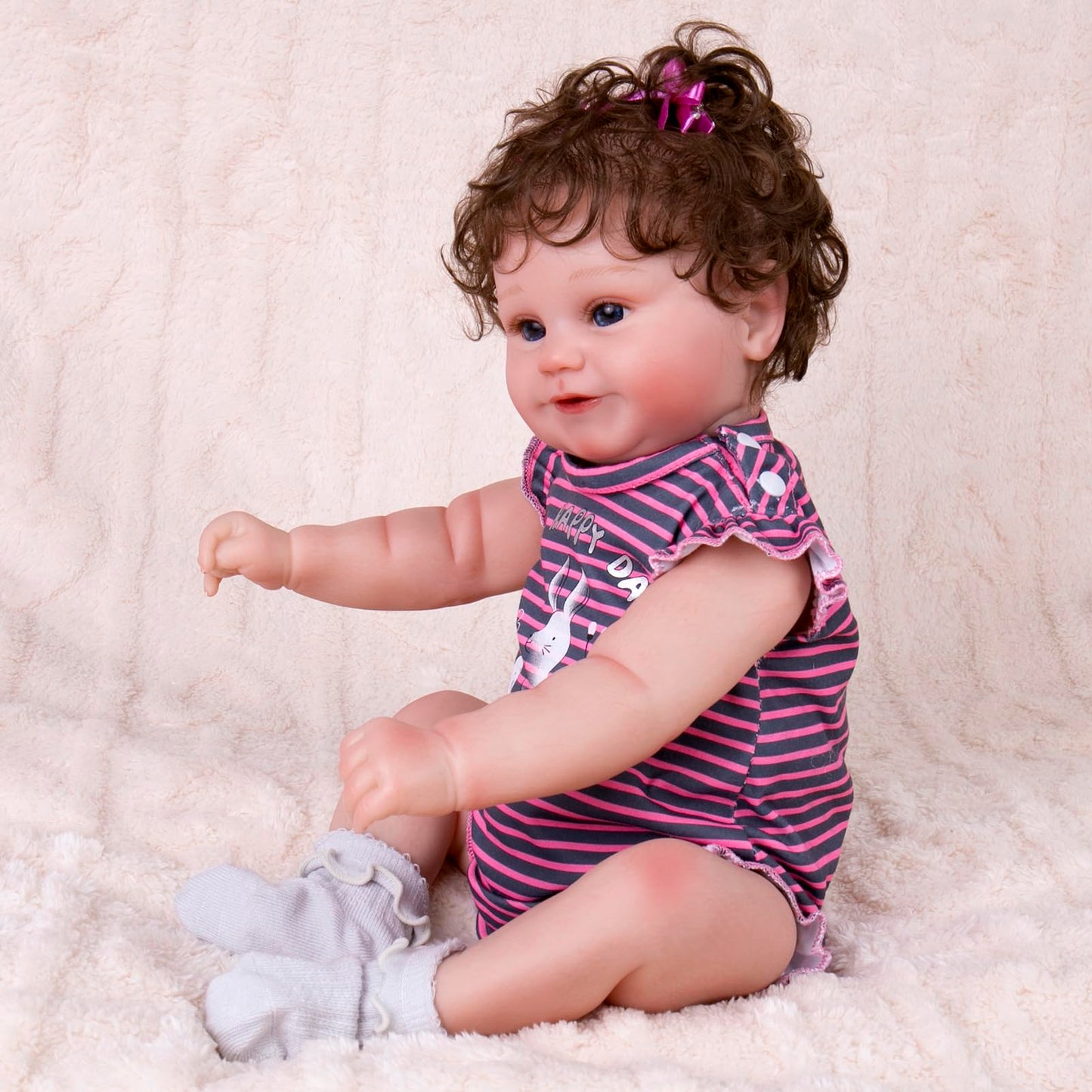 Aori Reborn Baby Dolls Clothes 20 Inch Outfit Purple Stripe Set For 18-22 Inch Reborn Doll Newborn Girl